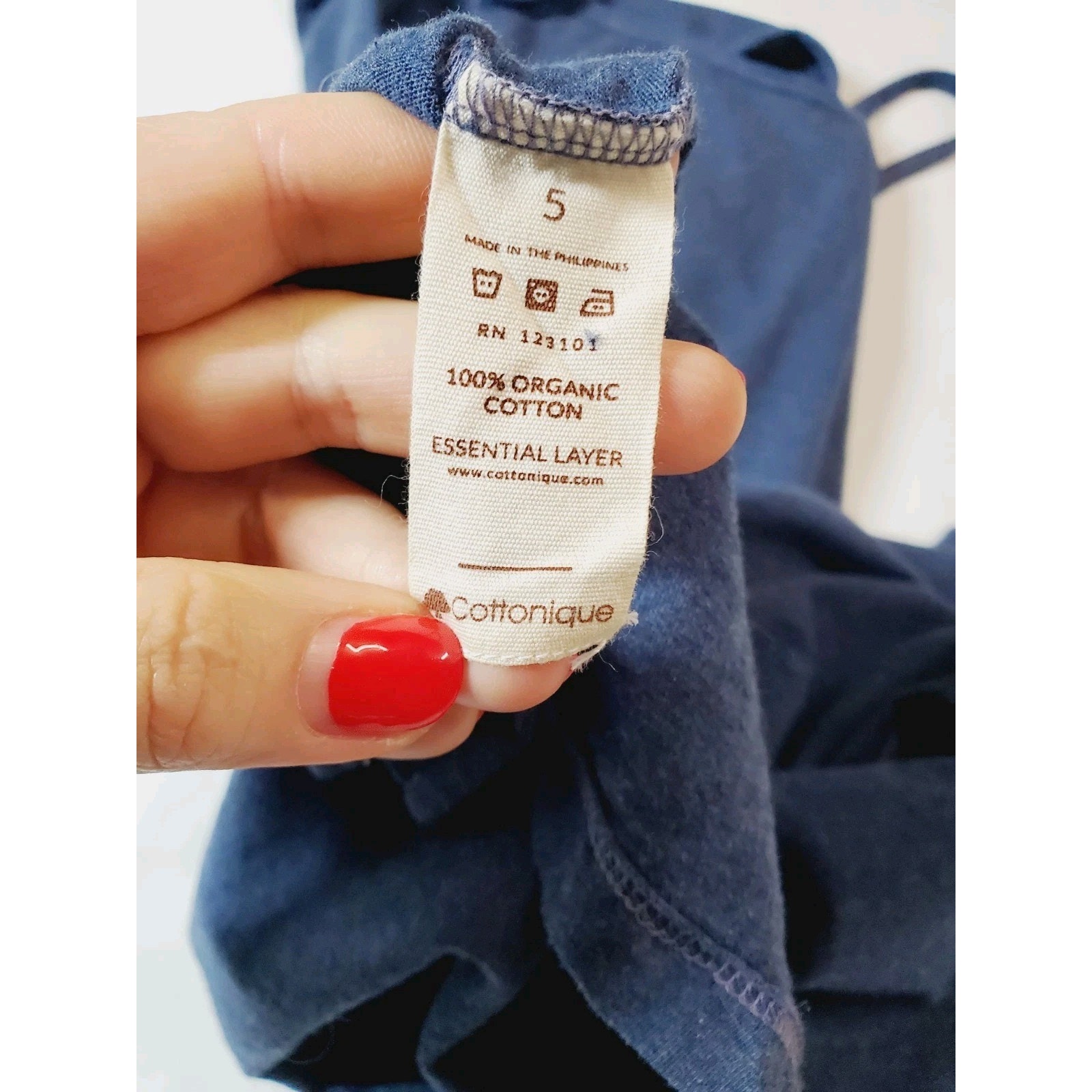 Cottonique Womens 5 Slip Dress 100% Organic Cotton Chemical Free Blue Natural — image 6 of 8